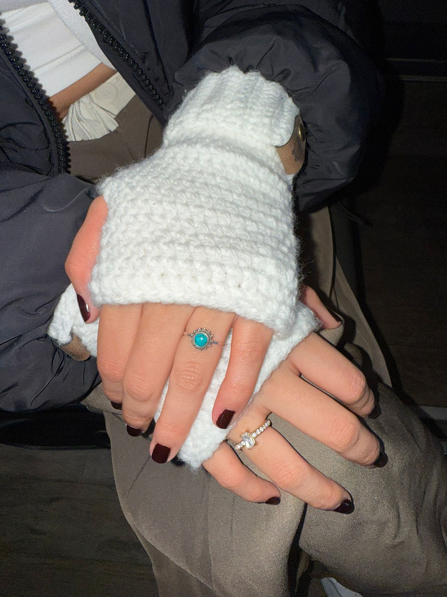 Handmade White Knit Mittens