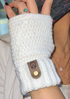 Handmade White Knit Mittens